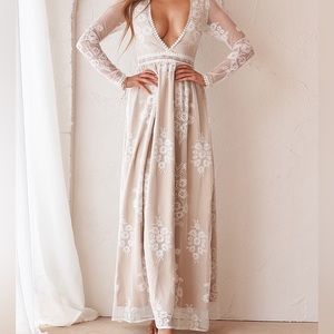 JAUS TALLULAH MAXI DRESS - IVORY/NUDE
